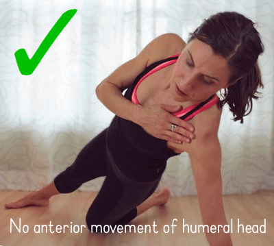 Side Plank - No anterior movement of humeral head